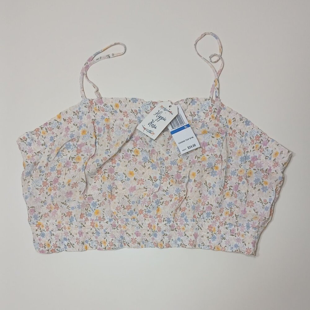 Women's Juniors' HIPPIE ROSE Multicolor Ivory Floral Woven Halter Cami XL NWT